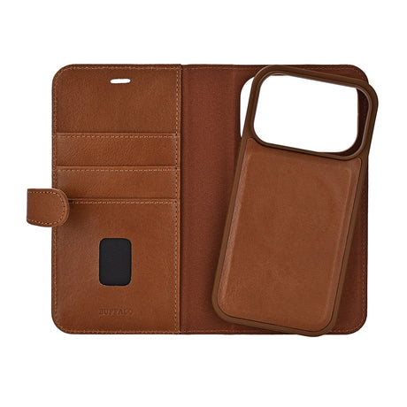 Buffalo iPhone 17 Pro/iPhone 18 Pro Kotelo 2-in-1 Irrotettava lompakko Ruskea