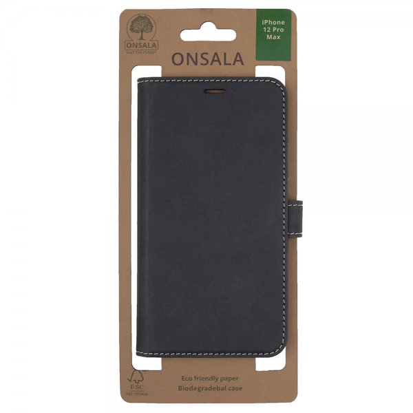 Onsala iPhone 12 Pro Max Kotelo ECO Musta