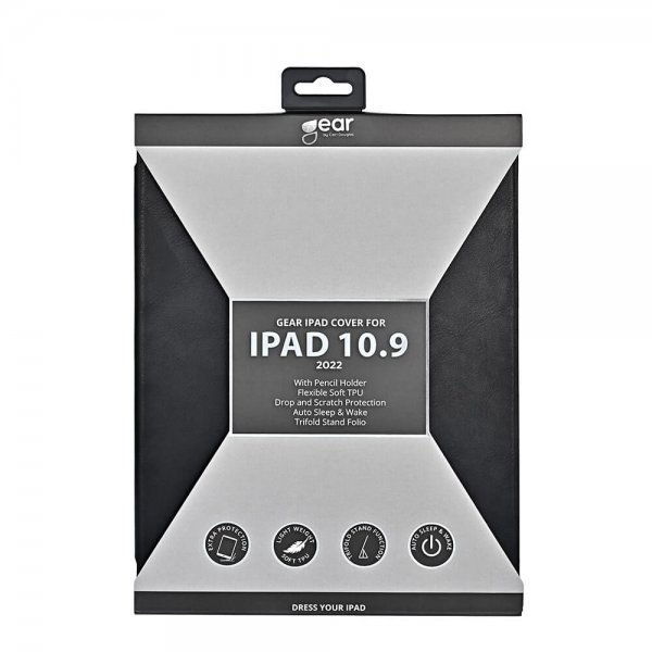 Gear iPad 10.9 (gen 10)/iPad 11 (A16) kotelo kynäpidikkeellä musta