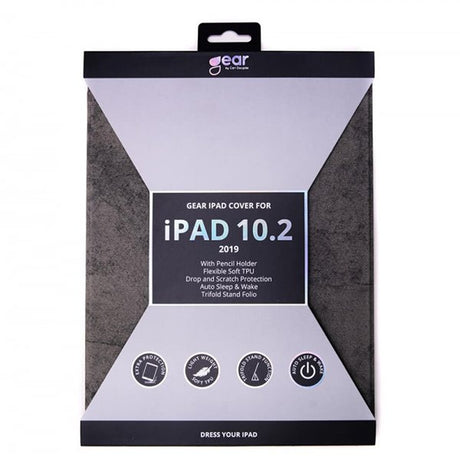 Gear iPad 10.2 (7/8/9 sukupolven) kotelo kolminkertaisella jalustalla Folio Harmaa
