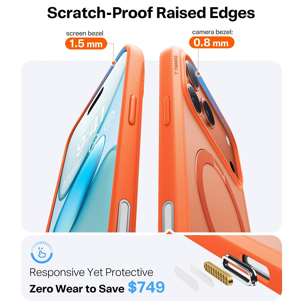 Torras iPhone 17 Pro Kuori Ostand Q3 Spin Energy Oranssi