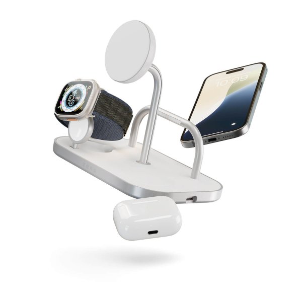 Zens langaton laturi 4-in-1 Qi2 MagSafe valkoinen