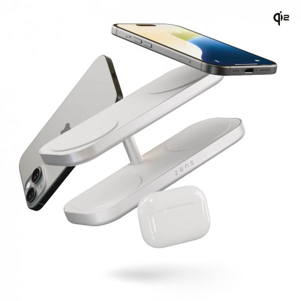 Zens Langaton Laturi Quattro Pro 4 Qi2 MagSafe Valkoinen