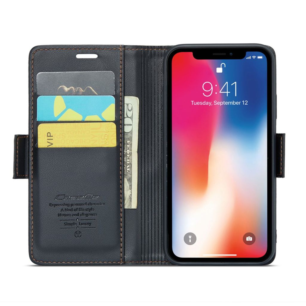 CaseMe iPhone Xs Max Kotelo 023 Series Musta
