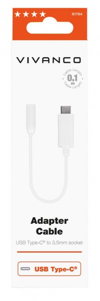 Vivanco-sovitin USB Type-C–3,5 mm, valkoinen