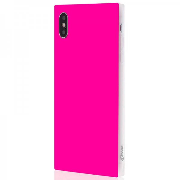 iDecoz iPhone Xs Max Suojakuori Square Case Neon Pinkki