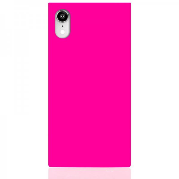 iDecoz iPhone Xr -kuori, neliömallinen, neon pinkki