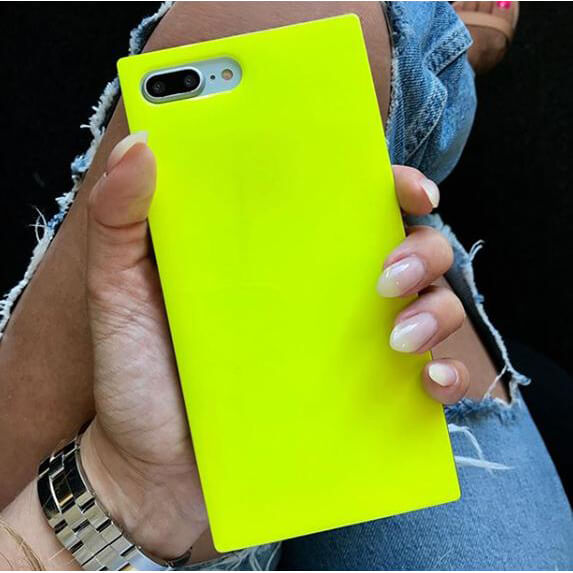 iDecoz iPhone 11 Pro -suojakuori, neliömalli, neonkeltainen