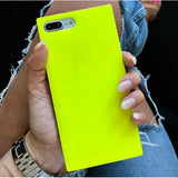 iDecoz iPhone Xr -kuori, neliömallinen, neonkeltainen
