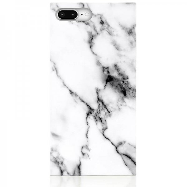 iDecoz iPhone 7 Plus/iPhone 8 Plus Neliönmuotoinen Marmorikuori Valkoinen