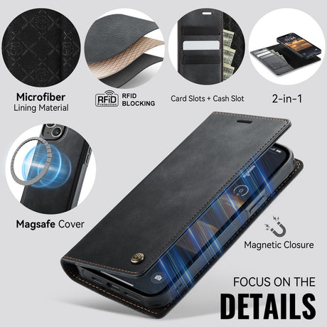 CaseMe iPhone 14 Plus/iPhone 15 Plus Kotelo C49 Series Musta