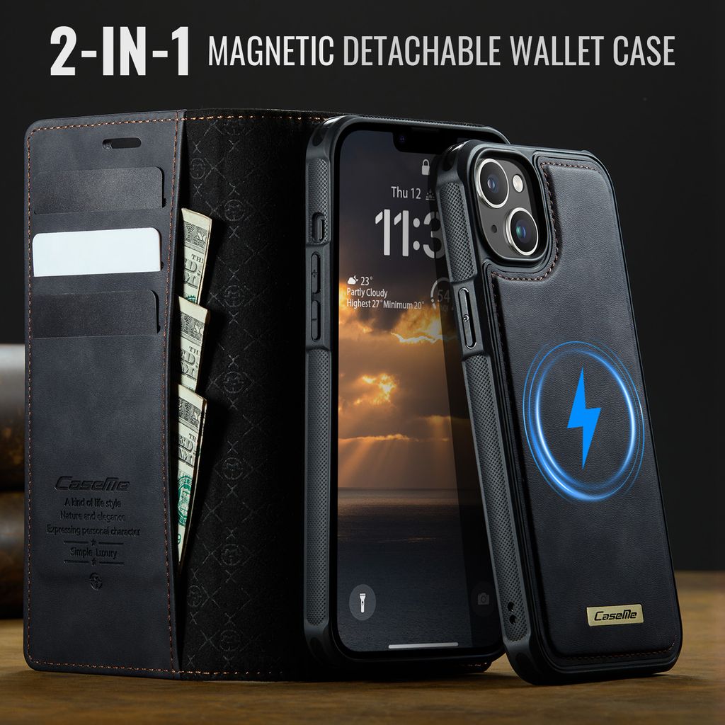 CaseMe iPhone 14 Plus/iPhone 15 Plus Kotelo C49 Series Musta