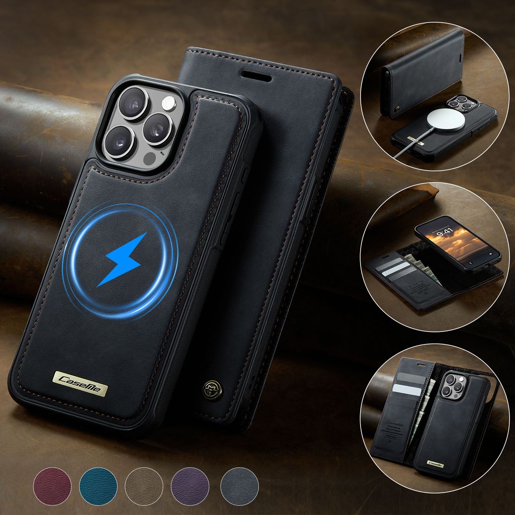 CaseMe iPhone 15 Pro Max Kotelo C49 Series Musta