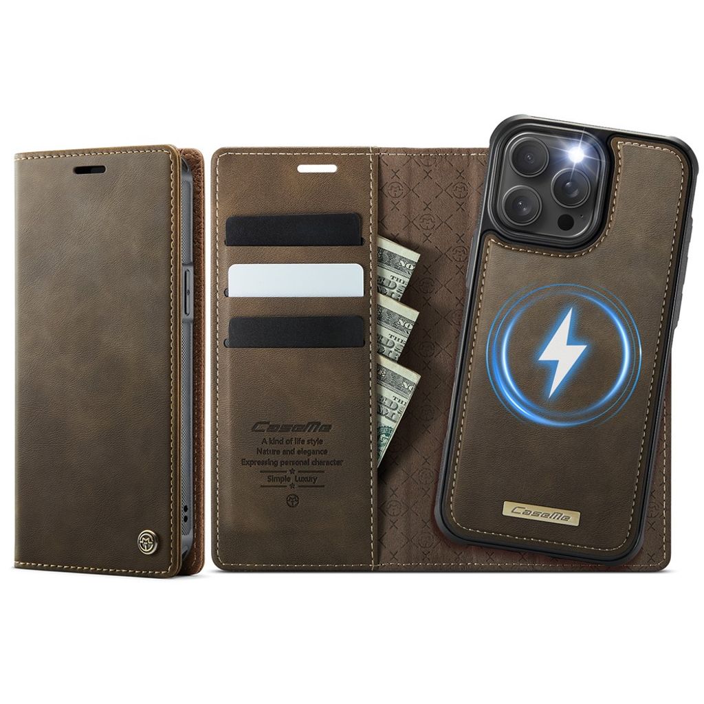 CaseMe iPhone 15 Pro Max Kotelo C49 Series Ruskea