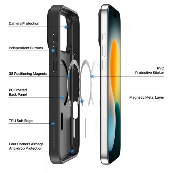 Dux Ducis iPhone 17 Pro -kuori Yind Series MagSafe, musta