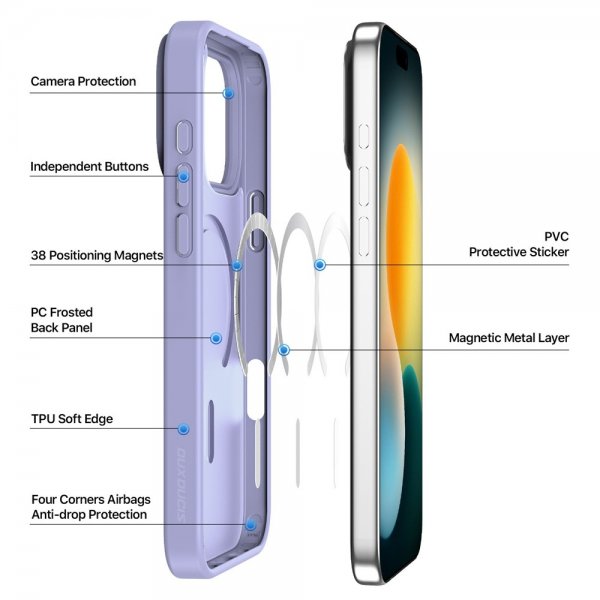 Dux Ducis iPhone 17 Pro Max -kuori, Yind-sarja, MagSafe, violetti