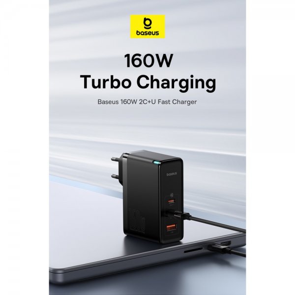 Baseus GaN5 Pro pikalaturi, 2xUSB-C ja 1xUSB-A, 160 W