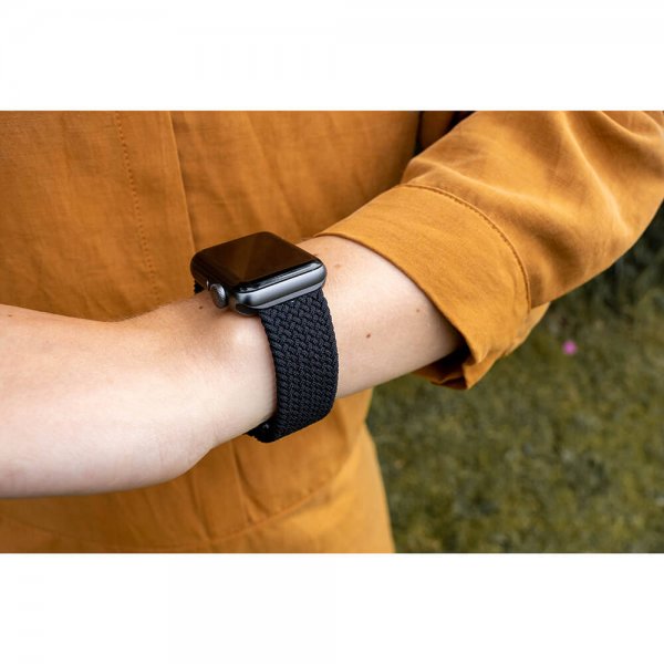 Gear Apple Watch 38/40/41/42mm ranneke, punottu nailon, musta