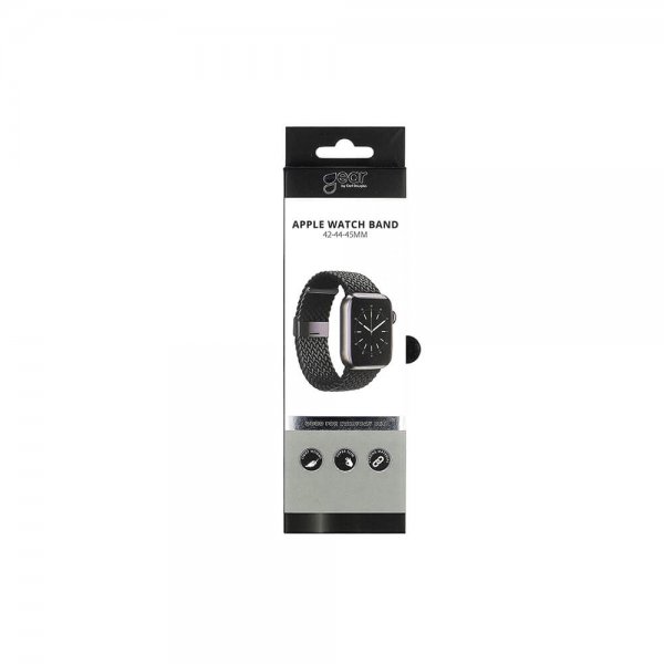 Gear Apple Watch 44/45/46mm/Apple Watch Ultra Punottu nailonranneke Musta