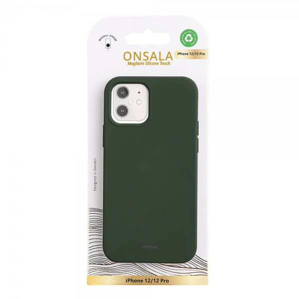 Onsala iPhone 12/iPhone 12 Pro Kuori Silikonituntuma Oliivinvihreä