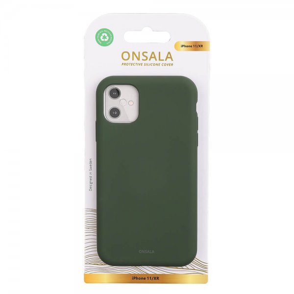 Onsala iPhone 11 -suojakuori silikonituntumalla, Olive Green