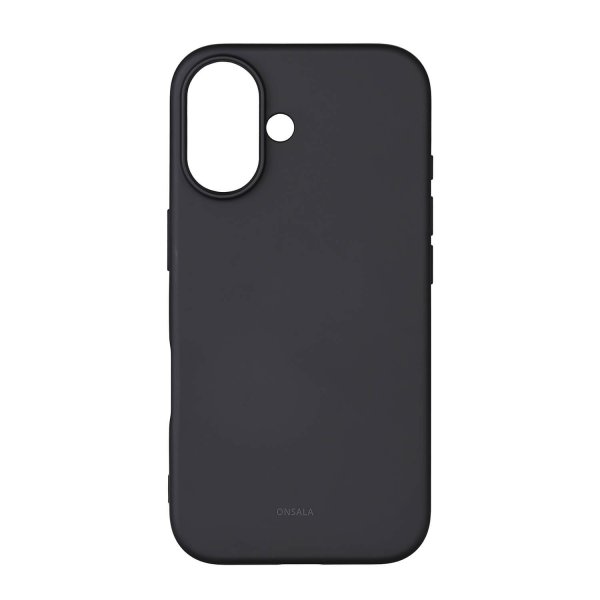 Onsala iPhone 16 -suojakuori, silikonituntuma, musta