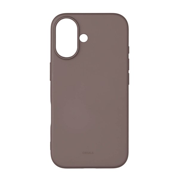 Onsala iPhone 16 -suojakuori, silikonituntuma, Chocolate