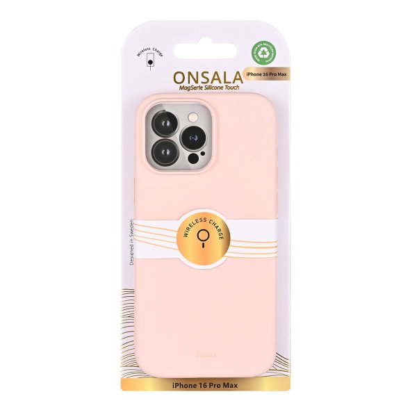 Onsala iPhone 16 Pro Max Kuori Silikonituntuma Liituvaaleanpunainen