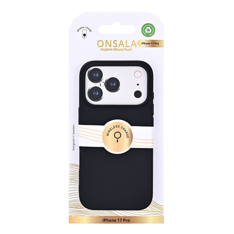 Onsala iPhone 17 Pro/iPhone 18 Pro Kuori Silikonin tuntu Musta