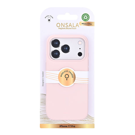 Onsala iPhone 17 Pro/iPhone 18 Pro Kuori Silikonin tuntu Chalk Pink
