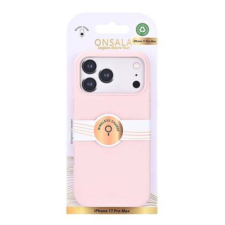 Onsala iPhone 17 Pro Max/iPhone 18 Pro Max Kuori Silikonin tuntu Chalk Pink