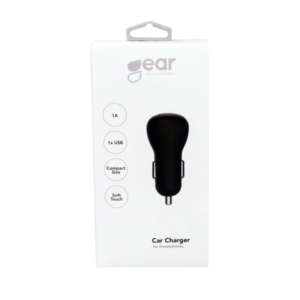 Gear Autolaturi 1xUSB 1A Musta
