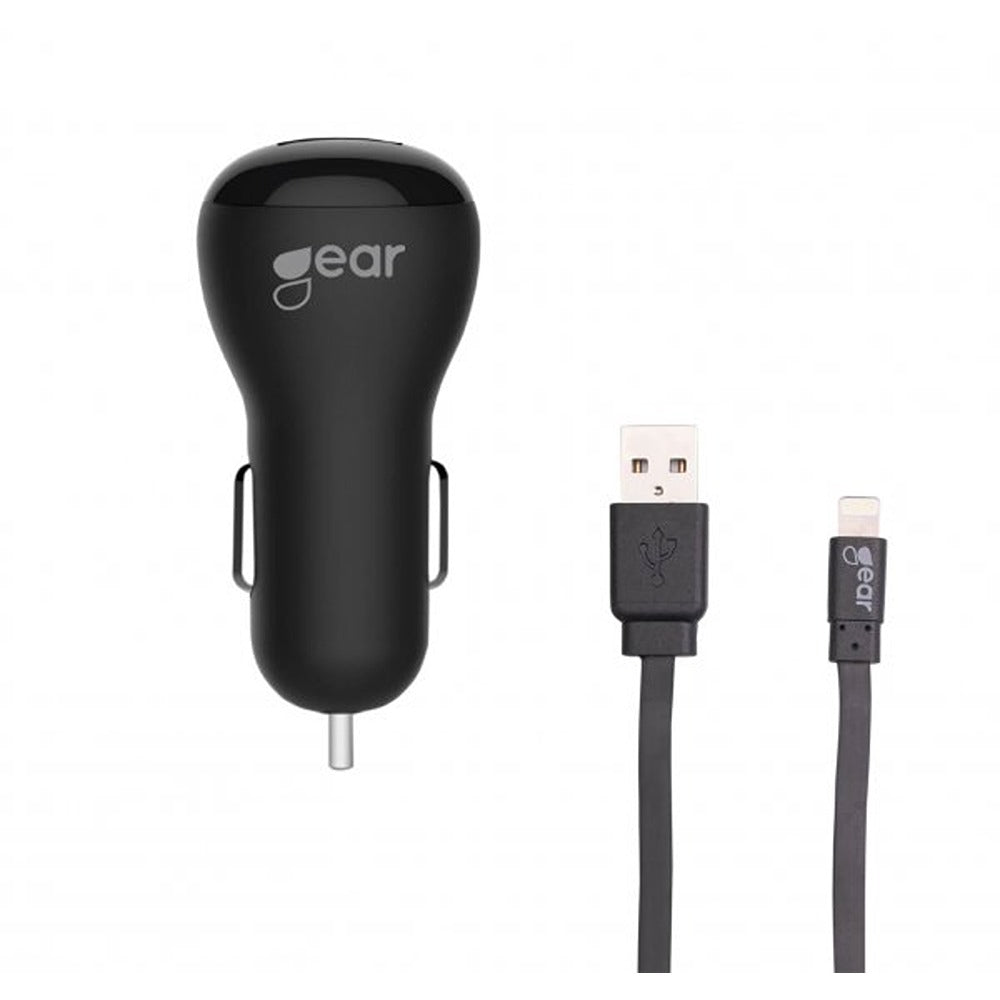 Gear Autolaturi 1xUSB 1A Lightning-kaapeli 1m MFI Musta