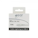 Gear Lightning–USB-A-latauskaapeli 0,3 m MFi Valkoinen