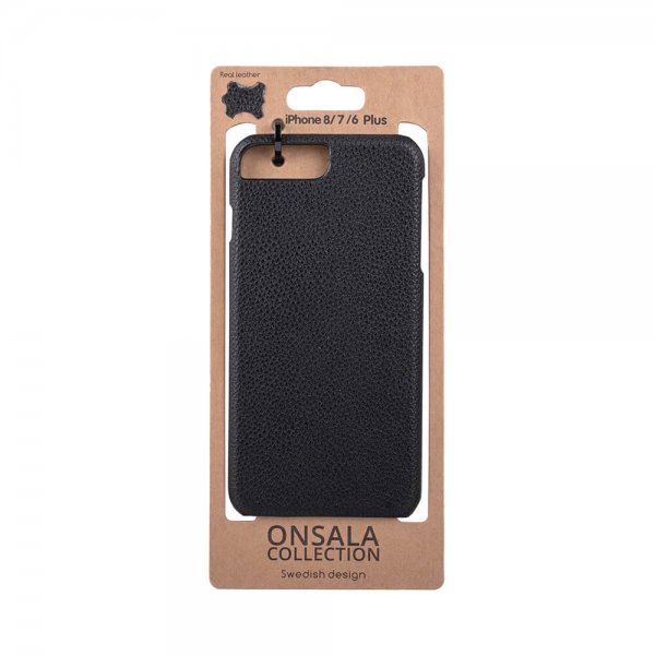 Onsala iPhone 6/6S Plus/iPhone 7 Plus/iPhone 8 Plus Kuori Aitoa Nahkaa Musta