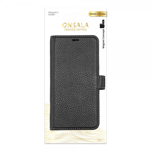 Onsala iPhone 11 Pro Max Kotelo, aitoa nahkaa, musta