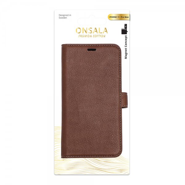 Onsala iPhone 11 Pro Max -kotelo aitoa nahkaa, ruskea
