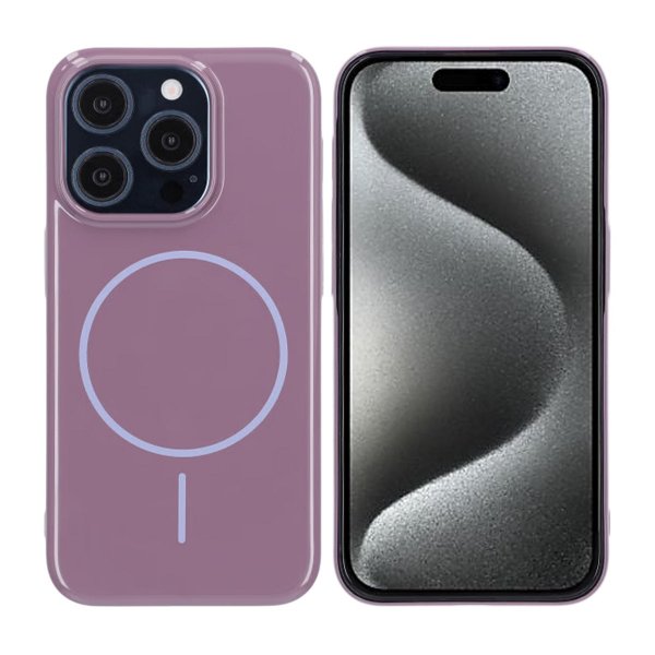 iPhone 15 Pro Kuori TPU MagSafe Kiiltävä Liila