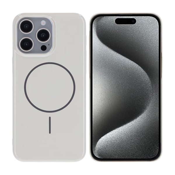 iPhone 15 Pro Max Kuori TPU MagSafe Kiiltävä Valkoinen