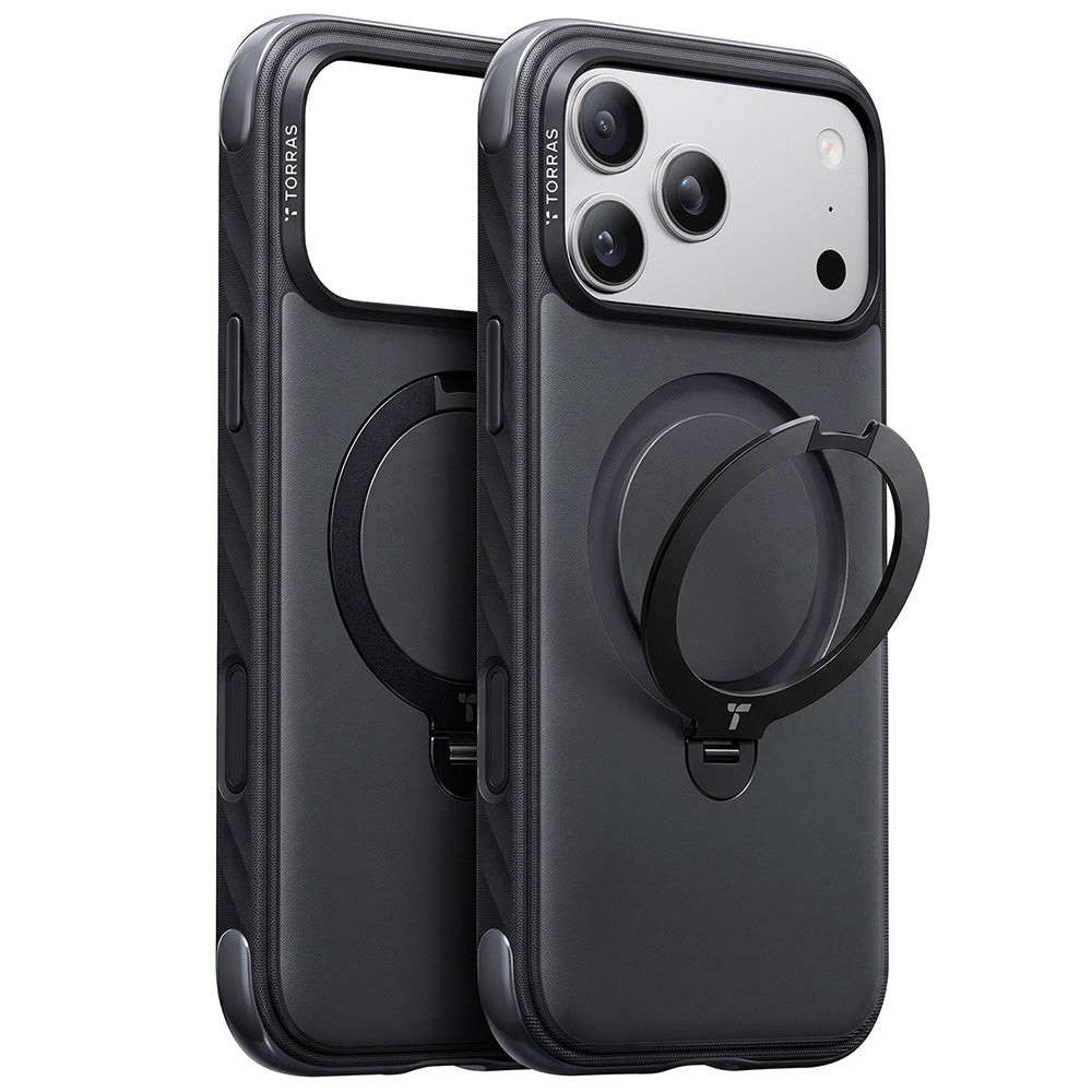 Torras iPhone 18 Pro Kuori Ostand Q3 Rugged Jet Black