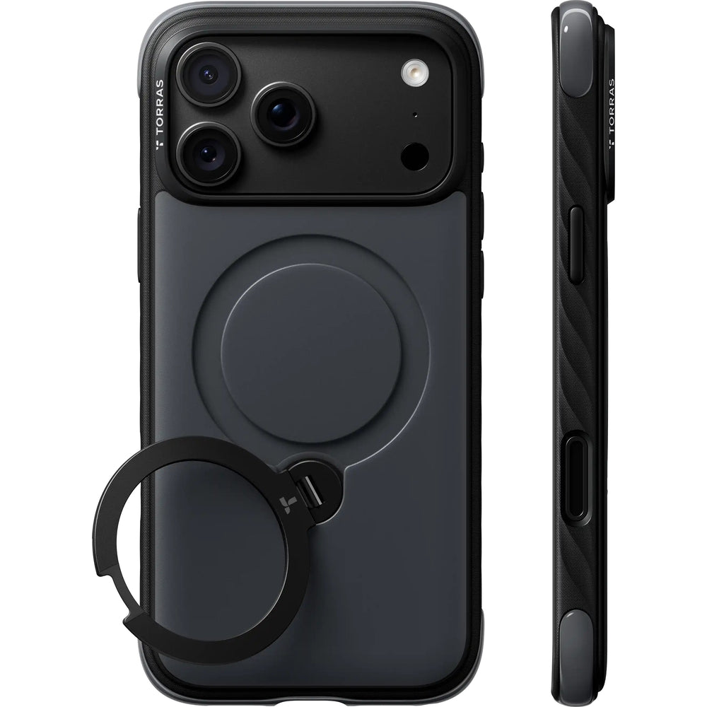 Torras iPhone 18 Pro Kuori Ostand Q3 Rugged Jet Black