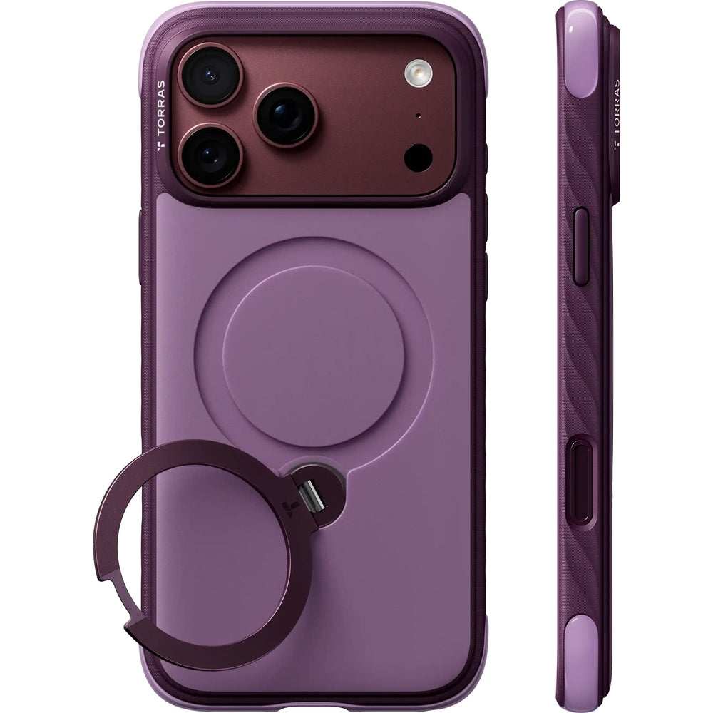 Torras iPhone 18 Pro Max Kuori Ostand Q3 Rugged Plum Purple