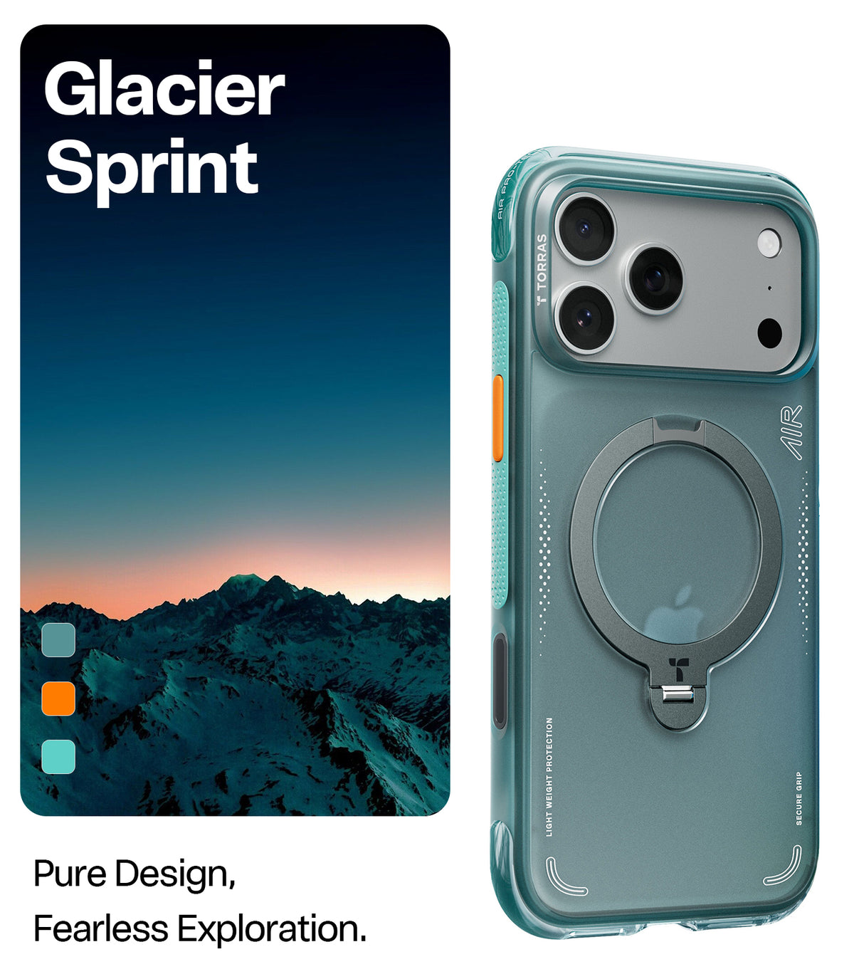 Torras iPhone 17 Pro Max Kuori Ostand Q3 Air Glacier Sprint