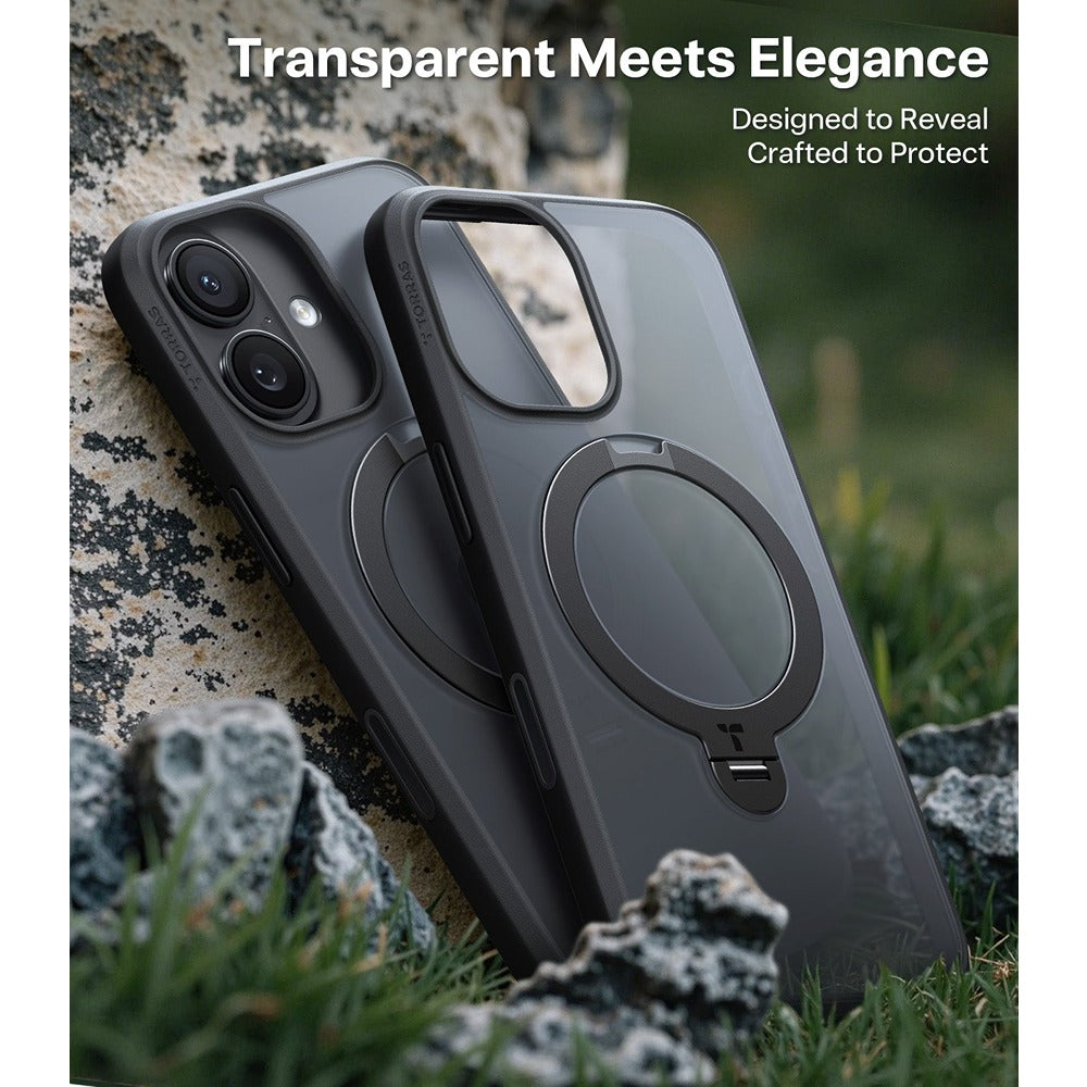 Torras iPhone 17 Kuori Ostand Q3 Spin Obsidian Black
