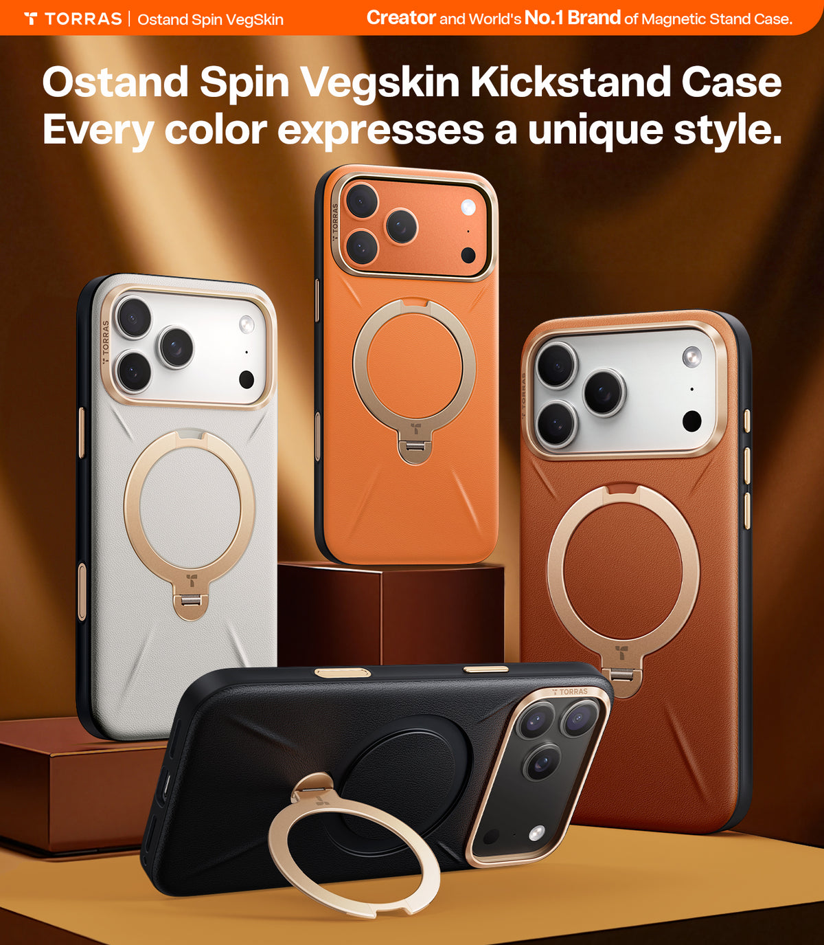Torras iPhone 17 Pro Max Kuori Ostand Q3 Vegskin Obsidian Black