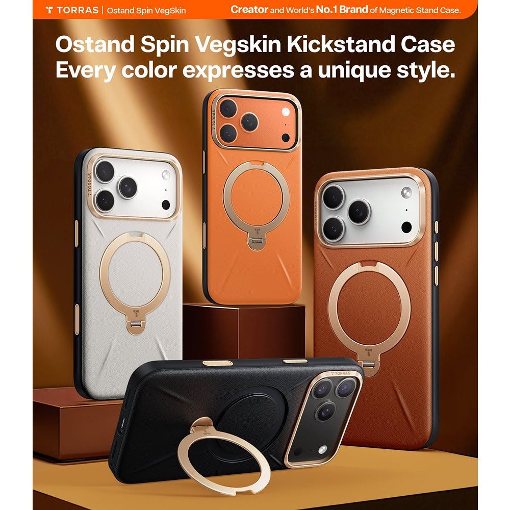 Torras iPhone 17 Pro Max Kuori Ostand Q3 Vegskin Obsidian Black