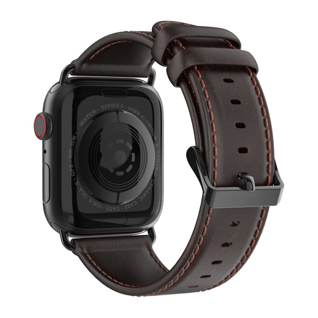 Dux Ducis Apple Watch 44/45/46mm/Ultra 49mm Ranneke Aito Nahka Tummanruskea
