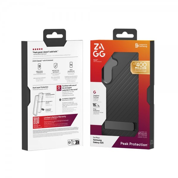 ZAGG Samsung Galaxy S25 -kuori Denali Kickstand Musta