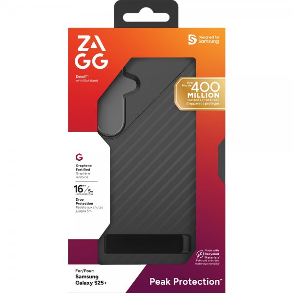 ZAGG Samsung Galaxy S25 Plus -suojakuori Denali Kickstand Musta