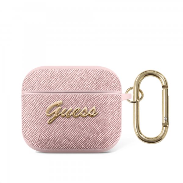 Guess AirPods 3 Saffiano Metal Logo vaaleanpunainen kotelo
